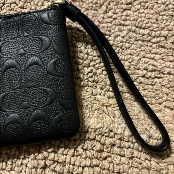 Coach Black Embossed Leather Pouch - Picture 3 of 6